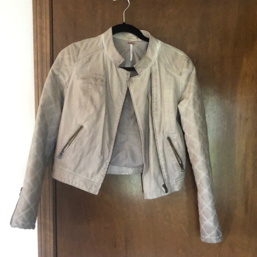 Women's Beige/mauve/pink Leather Jacket